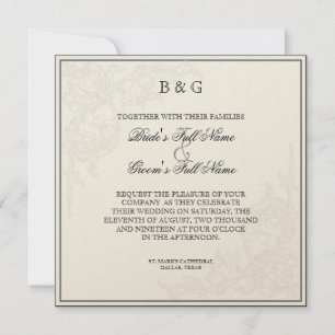 Botanisches Rosa, Schwarz - Einladung zur Hochzeit