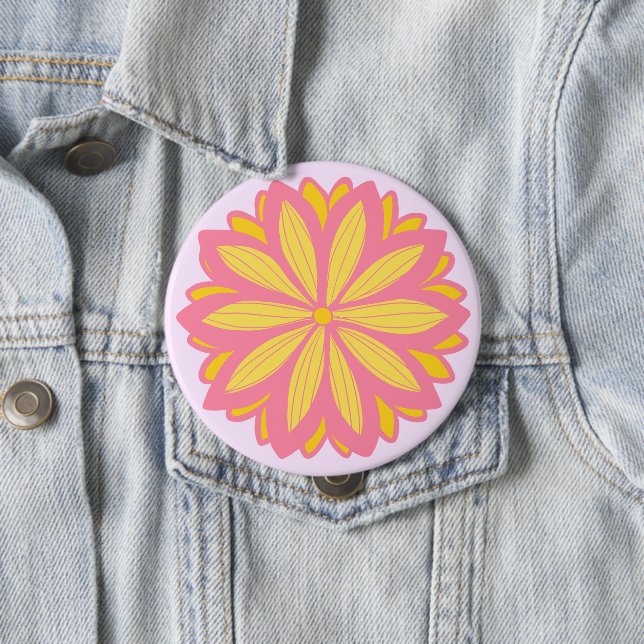 Botanisches Rosa und Gelbe Blume Button (Beispiel)