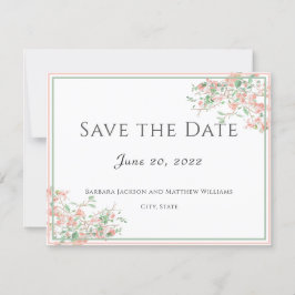 Botanisches Rosa und grünes Boho Save the Date