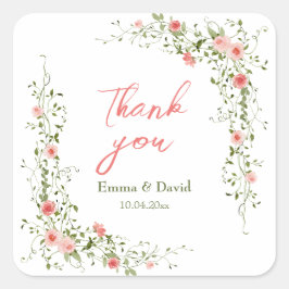 Botanisches Rosengarten Rustikale Hochzeit Quadratischer Aufkleber