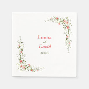 Botanisches Rosengarten Rustikales Hochzeitspapier Serviette