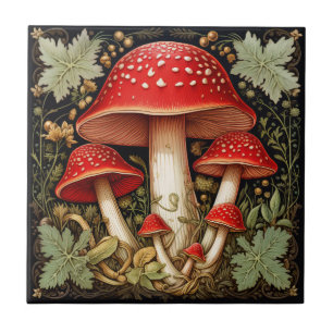 Botanisches Rotes Amanita Muskaria 3D-Effekt Pilz Fliese