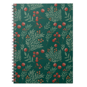 Botanisches rotes Beeren-Weihnachtsnotizbuch Notizblock