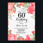 Botanisches Rotes Floral 60. Geburtstag Einladung<br><div class="desc">Botanisches Rotes Floral 60. Geburtstag Einladung. Blumenrosa-Erbsen Geburtstag Einladung für Frauen. Aquarell Floral Blume. Elegante Blume aus Rosa und Peony. Erwachsener Geburtstag. Weißer HintergrundSchwarz und Weiß. 13. 15. 16. 18. 20. 21. 30. 40. 50. 60. 70. 80. 90. 100. jedes Alter.Für weitere Anpassungen klicken Sie bitte auf die Schaltfläche "Anpassen"...</div>
