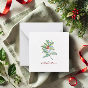 Botanisches rotes und grünes Weihnachts-Wasserfarb Mitteilungskarte