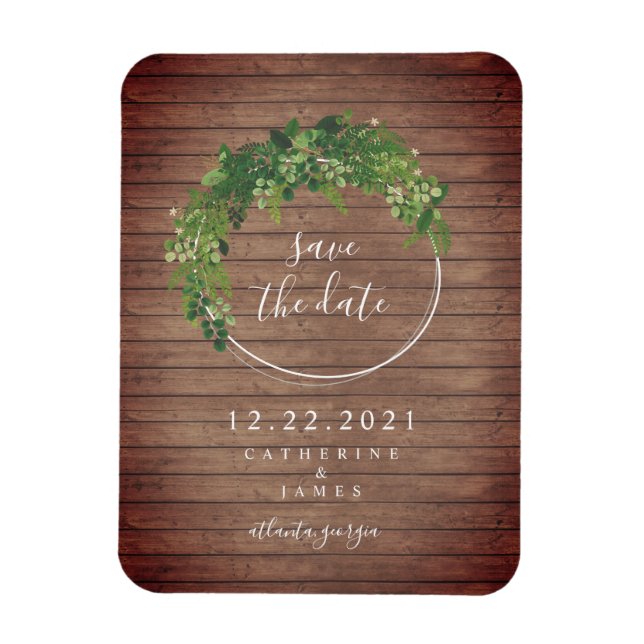 Botanisches Save the Date Inspiriert Holzpflaster Magnet (Vertikal)