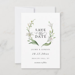 Botanisches Save the Date mit weißer Lunge Foto Ankündigung