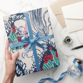 Botanisches Schablonmuster orientalisch Samarkand Geschenkpapier