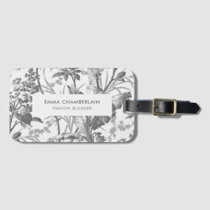 Botanisches Schwarz-Weiß-Chinoiserie Custom Gepäckanhänger