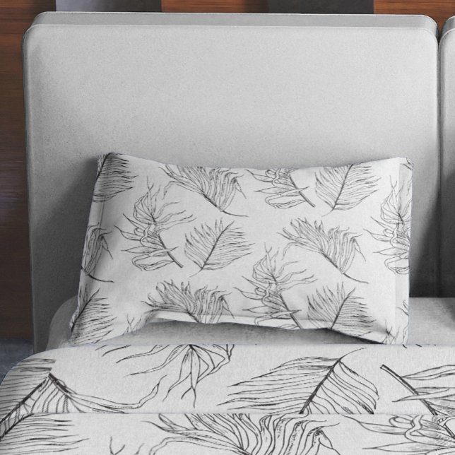 Botanisches Schwarz-Weiß-Pillowcase Kissenbezug (Von Creator hochgeladen)