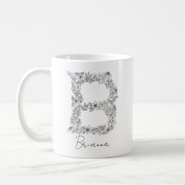 Botanisches Schwarzes und Weißes Buchstaben B, Mon Kaffeetasse