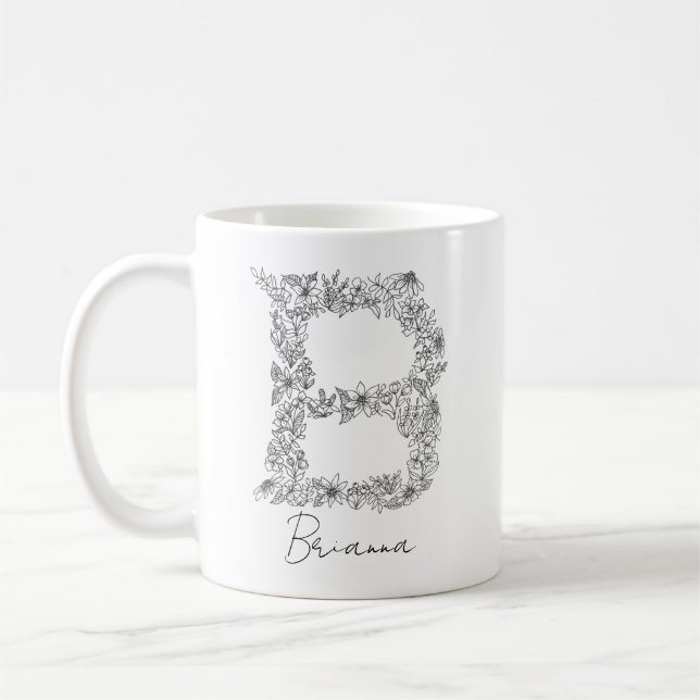 Botanisches Schwarzes und Weißes Buchstaben B, Mon Kaffeetasse (Links)