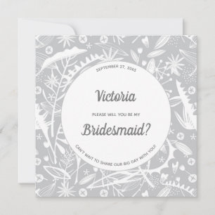 Botanisches Silbergrau-Muster ist meine Bridesmaid Einladung