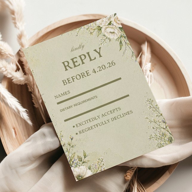 Botanisches Soft Sage RSVP Karte (Von Creator hochgeladen)