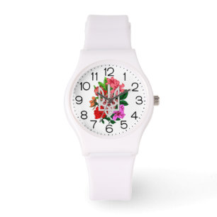 Botanisches Stillleben und ukrainischer Dreizack t Armbanduhr