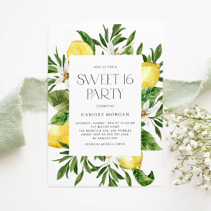 Botanisches Sweet 16 Party mit Aquarellfarbe Einladung