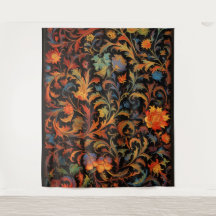 Botanisches Tapisserie - Helle Farben bei Nacht