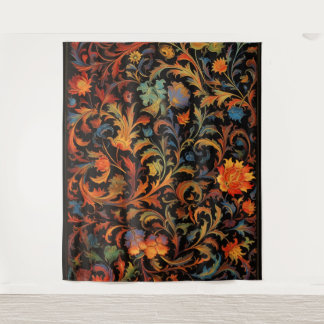 Botanisches Tapisserie - Helle Farben bei Nacht Wandteppich