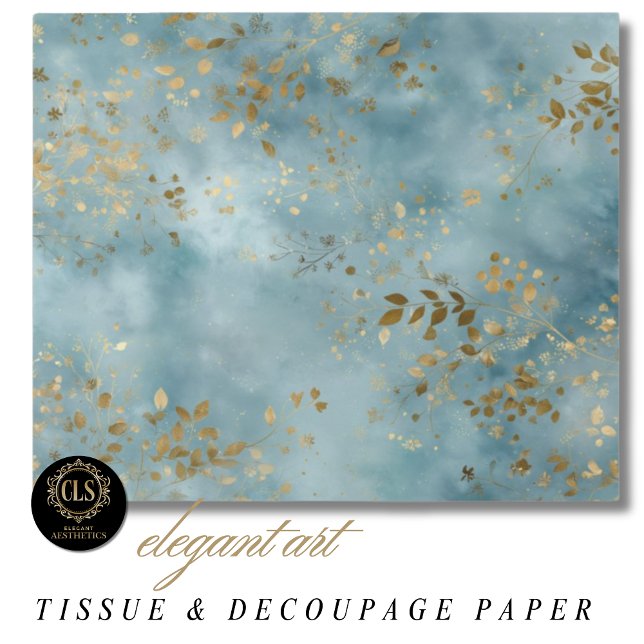 Botanisches Teal-Goldblatt-Design Seidenpapier (Boho Botanical Teal Gold Leaf Craft Design Tissue Paper)