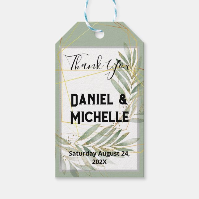 Botanisches Thema der modernen schwarzen Goldhochz Geschenkanhänger (Vorderseite)