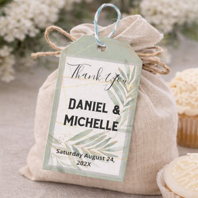 Botanisches Thema der modernen schwarzen Goldhochz Geschenkanhänger (Von Creator hochgeladen)