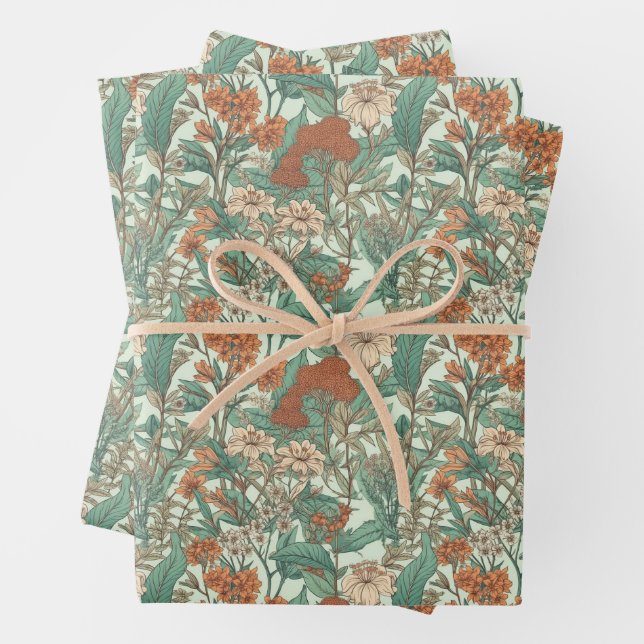 Botanisches Thema Geschenkpapier Set (Beispiel)