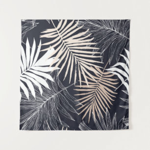 Botanisches Tropenblatt: Vintage grafische Darstel Wandteppich