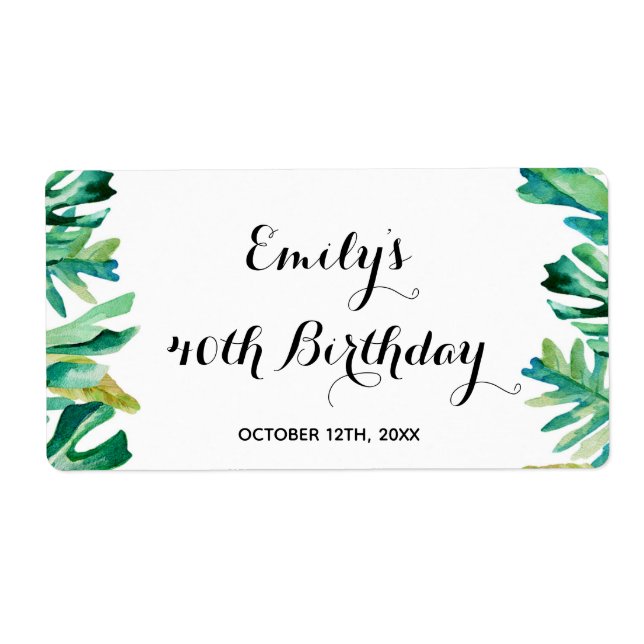 Botanisches tropisches Etikett mit Mini-Champagner (Vorne)