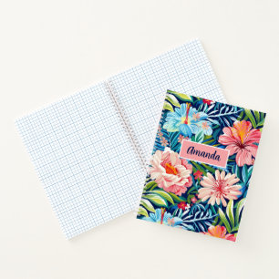 Botanisches tropisches Sommerblumenmuster Floral Notizbuch