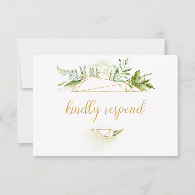 Botanisches UAWG mit geometrischer Geometrie RSVP Karte (Vorderseite)
