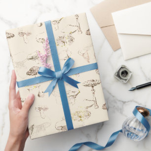 Botanisches Vintage-Beige-Pilzmuster Geschenkpapier