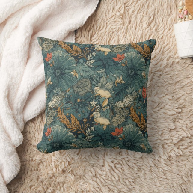 Botanisches Vintage-Blumenmuster-Design Kissen (Decke)