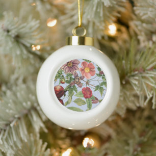 Botanisches Vintage-Design Keramik Kugel-Ornament