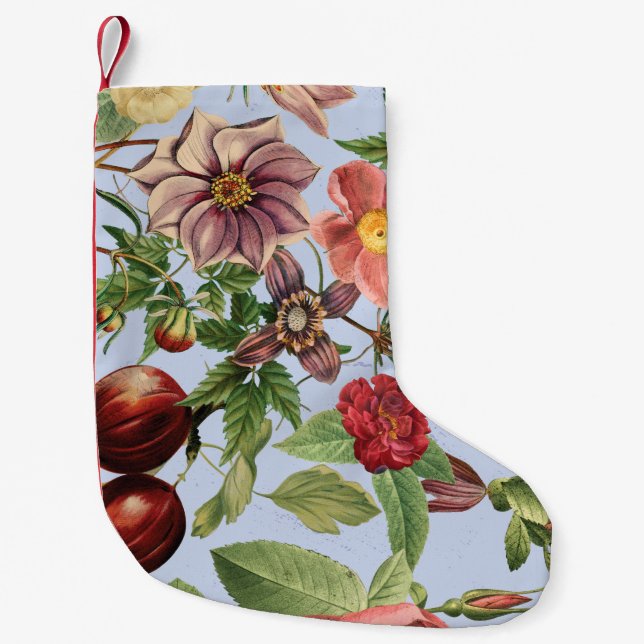 Botanisches Vintage-Design Kleiner Weihnachtsstrumpf (Vorderseite)