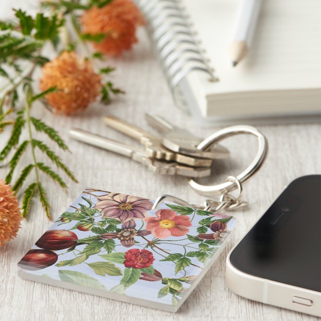 Botanisches Vintage-Design Schlüsselanhänger (Vorderseite rechts)