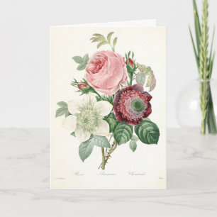 Botanisches vintage Wasserfarben-Rosen-Anemonen-St Feiertagskarte