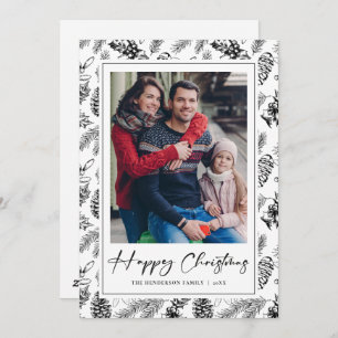 Botanisches Vintage Weihnachtsfest Foto Feiertagskarte