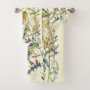 Botanisches Vintages Besen-Blumen-Bad-Tuch-Set Badhandtuch Set