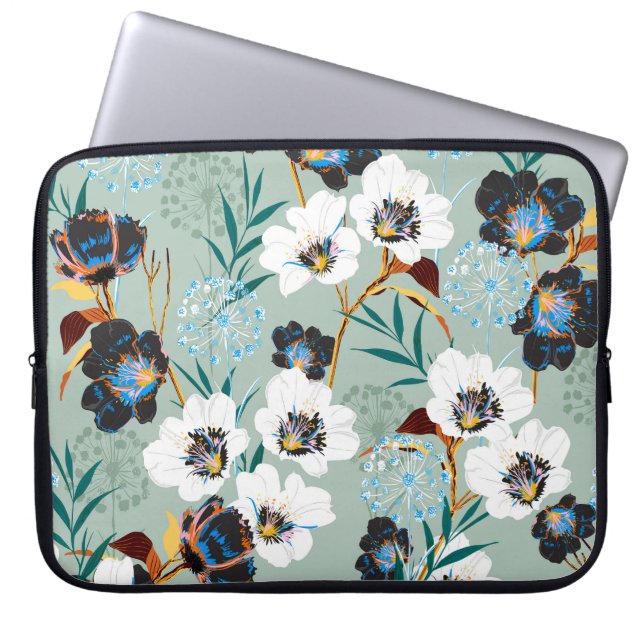 Botanisches Vintages Blumenmuster Laptopschutzhülle (Vorderseite)