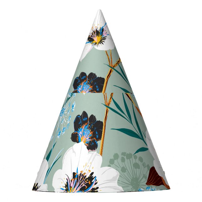 Botanisches Vintages Blumenmuster Partyhütchen (Vorderseite)