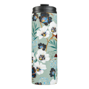 Botanisches Vintages Blumenmuster Thermosbecher