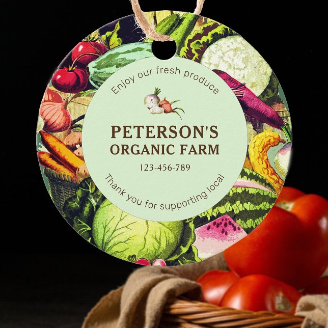 Botanisches Vintages Gemüse, lokaler Bauer Geschenkanhänger (Von Creator hochgeladen)