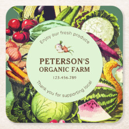 Botanisches Vintages Gemüse, lokaler Bauer Rechteckiger Pappuntersetzer