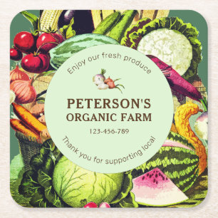 Botanisches Vintages Gemüse, lokaler Bauer Rechteckiger Pappuntersetzer