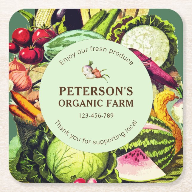 Botanisches Vintages Gemüse, lokaler Bauer Rechteckiger Pappuntersetzer (Vorderseite)