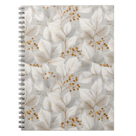 Botanisches Wald Blatt Weißes Blumenmuster Notizblock