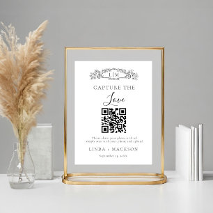 Botanisches Wappen Capture Liebe QR Code Hochzeits Poster