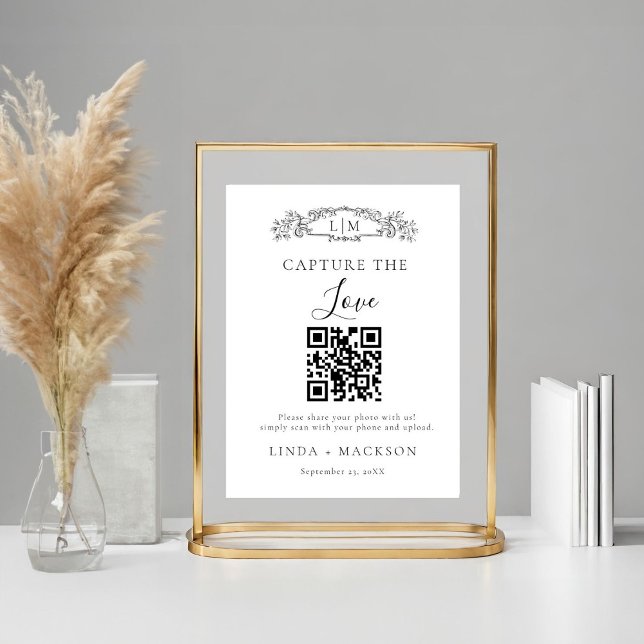 Botanisches Wappen Capture Liebe QR Code Hochzeits Poster (Von Creator hochgeladen)