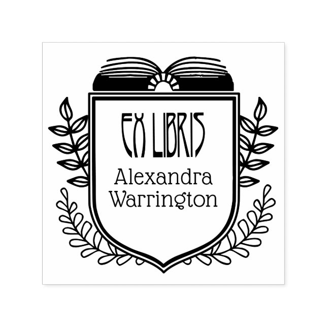 Botanisches Wappen Ex Libris Buchname Embosser Permastempel (Design)