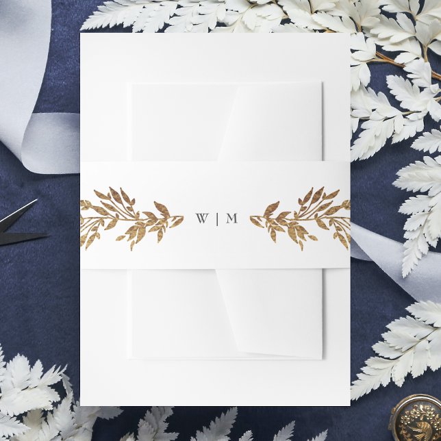 Botanisches Wappen-Hochzeit mit klassischem Gold M Einladungsbanderole (Von Creator hochgeladen)